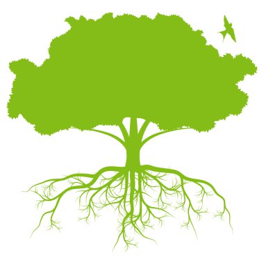 Tree with roots background ecology vector