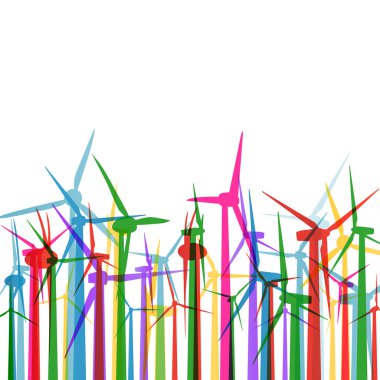 Rüzgar elektrik jeneratörleri çim ekoloji kavramı illüstrasyon
