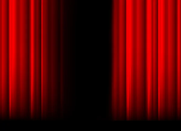 Red stage curtain with light, shadow and black space — Stock Vector