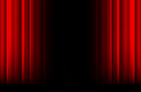 Cortina de palco vermelho com luz, sombra e espaço preto — Vetor de Stock