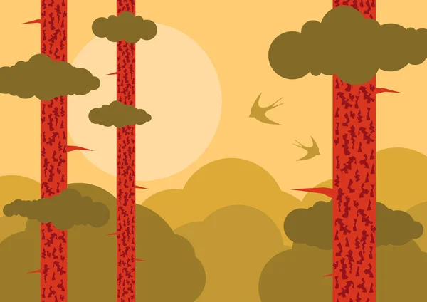 Wald Baum Natur Landschaft Ökologie Illustration Hintergrund — Stockvektor