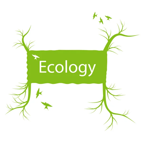 Ecology banner with green tree and roots vector — Stock Vector