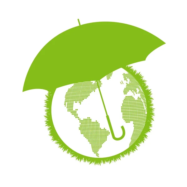 Paraplu bescherming wereld ecologie concept vector — Stockvector