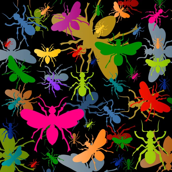 カラフルなアリ昆虫シルエット背景ベクトル — ストックベクタ