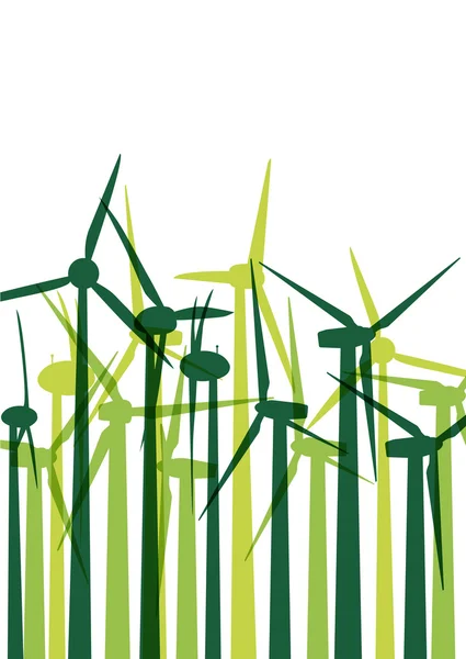 Groene elektriciteit windgenerators gras ecologie concept illustra — Stockvector