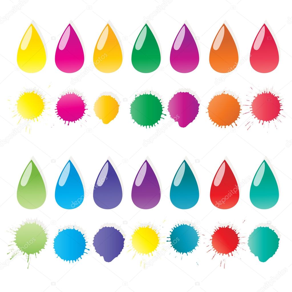 Color drop set vector background with splashes concept