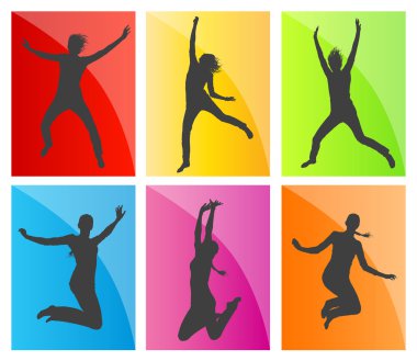 genç çocuk ve gençler çizimde koleksiyon silhouettes