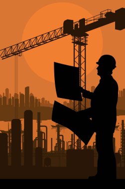 İnşaat mühendisi ve site vektör arka plan