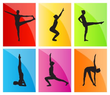 Yoga vektör arka plan set