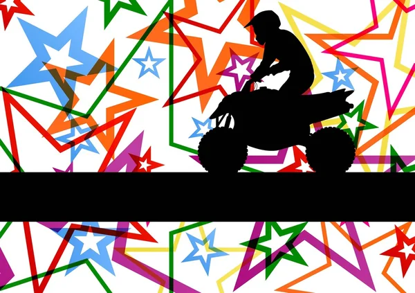 Alla terräng fordon quad motorcykel rider illustration färgglada s — Stock vektor