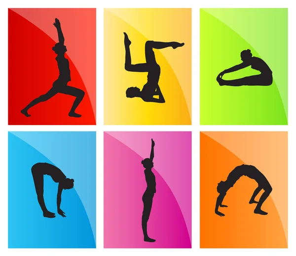 Yoga vektor bakgrund uppsättning — Stock vektor