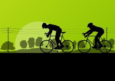 spor yol bisiklet binici ve bisiklet detaylı siluetleri ülkeleri içinde