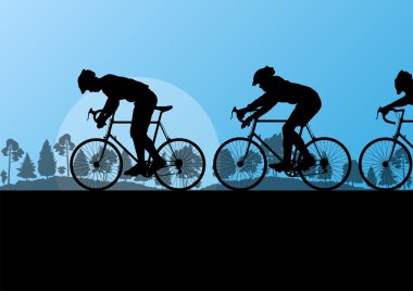 spor yol bisiklet binici ve bisiklet detaylı siluetleri ülkeleri içinde