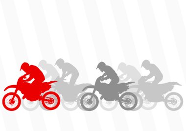 spor motosiklet binici ve motosiklet siluetleri illüstrasyon