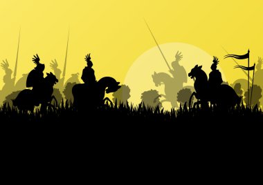 savaş alanı warf sürme Ortaçağ Şövalyesi Süvari silhouettes