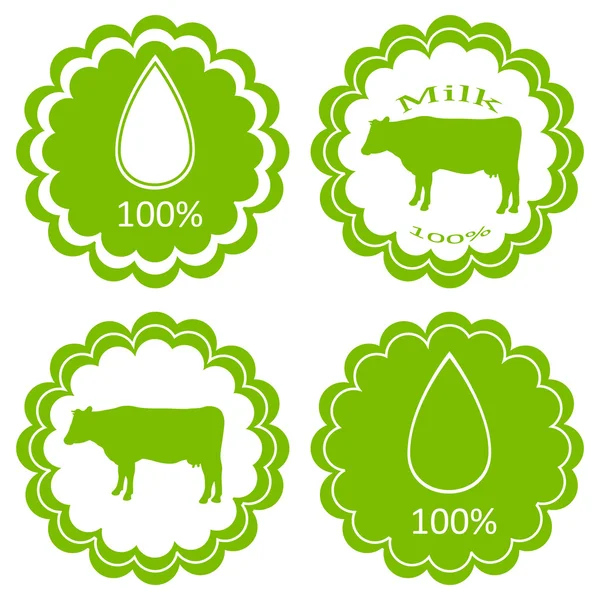Animales de granja mercado ecología leche ecológica etiqueta vector fondo — Vector de stock