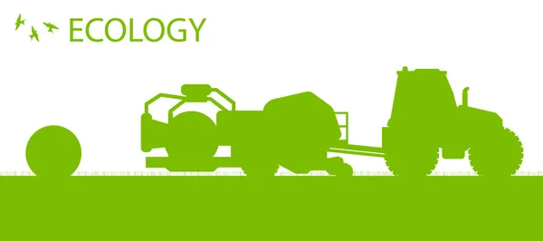 Écologie arrière plan agriculture biologique concept vectoriel avec tracteur m — Image vectorielle