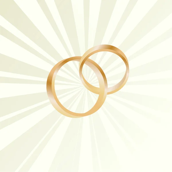 Pár zlatých snubních prstenů vektorový pozadí — Stockový vektor