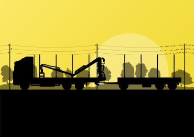 Ormancılık loggers kamyon kırsal orman doğa l karayolu üzerinde