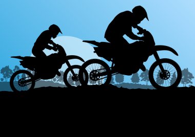 vahşi orman dağ siluetleri motosiklet riders motosiklet