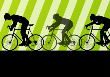 spor yol bisiklet binici siluetleri Otoban yol backg içinde bisiklet
