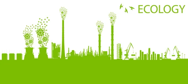 Ökologie Fabrikschornstein-Vektor-Hintergrundkonzept ohne Schadstoffe — Stockvektor