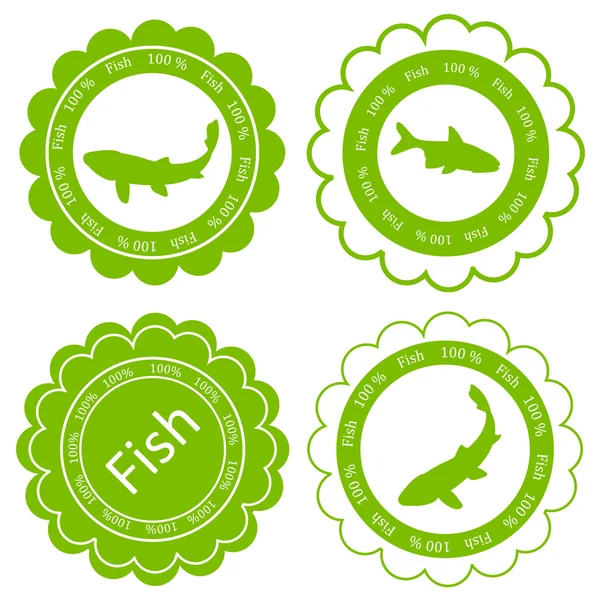 Pesce vettore sfondo etichetta timbro concetto verde — Vettoriale Stock