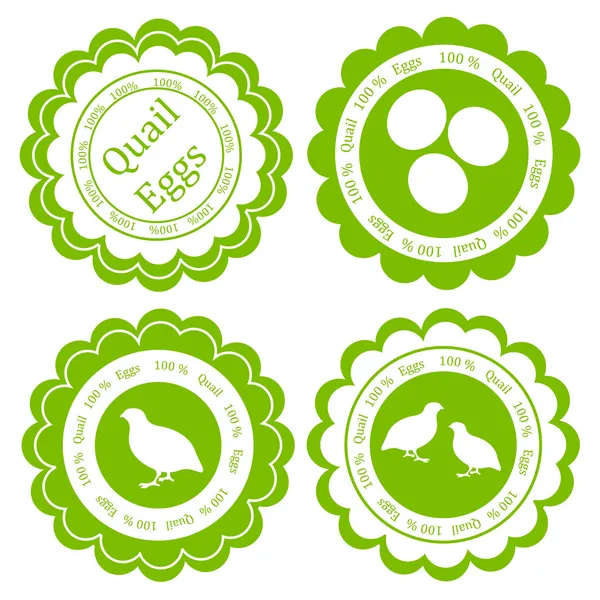 Jaja przepiórcze koncepcja zagroda zielony znaczek etykieta tło wektor — Wektor stockowy