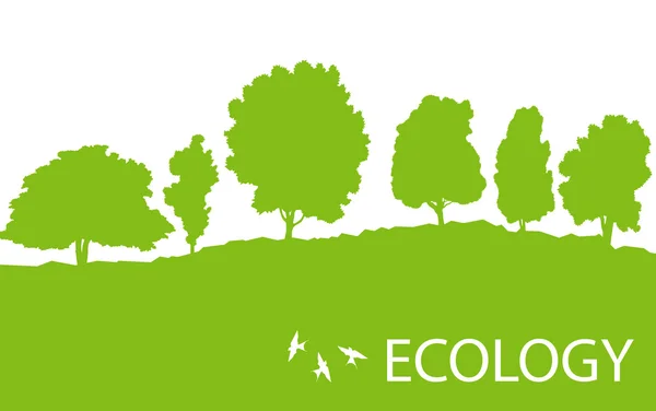 Ecologie concept gedetailleerde bos boom illustratie vector backgro — Stockvector