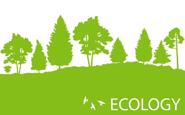 Ecología concepto detallado árbol forestal ilustración vector backgro — Vector de stock