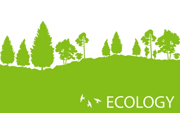 Ecologie concept gedetailleerde bos boom illustratie vector backgro — Stockvector