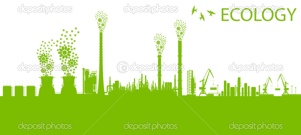Ecology factory chimney vector background concept with no pollut