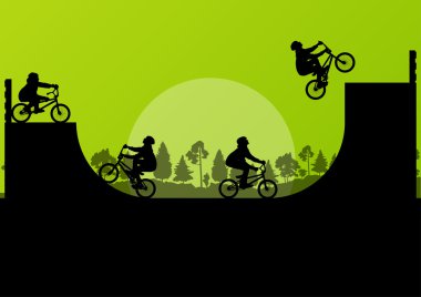 Bisiklet BMX siluet vektör arka plan afiş için