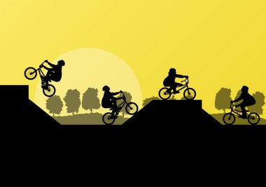 Bisiklet BMX siluet vektör arka plan afiş için