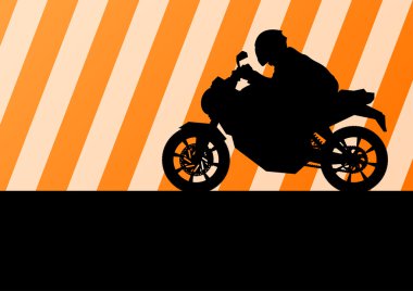 Motosiklet binici motosiklet siluet vektör poster için