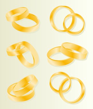 Altın alyans vektör arka plan set