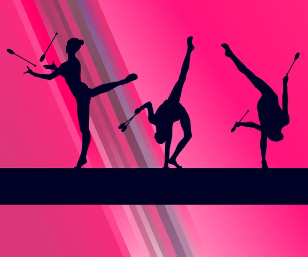 Rytmisk gymnastik kvinna med klubbar vektor bakgrund — Stock vektor