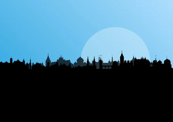 Eski vintage şehir şehir manzara detaylı illustrati moon ile — Stok Vektör