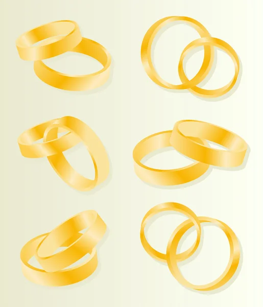 Gold wedding rings vector background set — Stock Vector