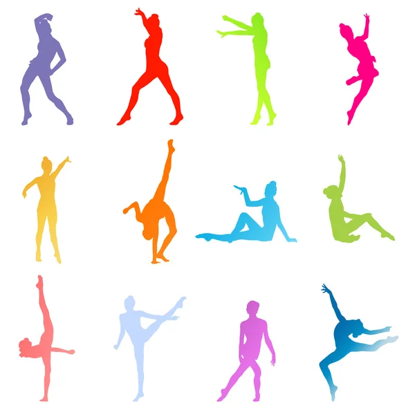 Gymnastes sur fond blanc concept vectoriel — Image vectorielle