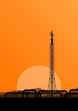 petrol rafineri sanayi fabrikası peyzaj illüstrasyon adam