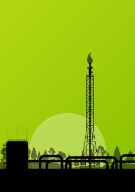 petrol rafineri sanayi fabrikası peyzaj illüstrasyon adam