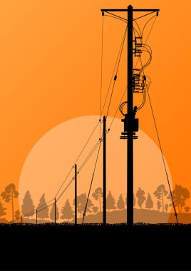 Elektrik yüksek gerilim elektrik tower çizgi kırsal orman