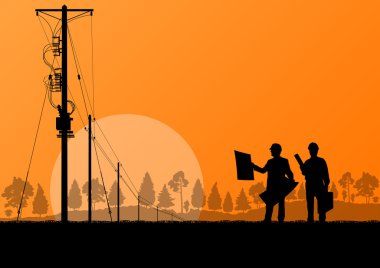 Elektrik yüksek gerilim kule mühendis vektör arka plan