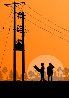 Elektrik yüksek gerilim kule mühendis vektör arka plan