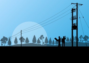 Elektrik yüksek gerilim kule mühendis vektör arka plan