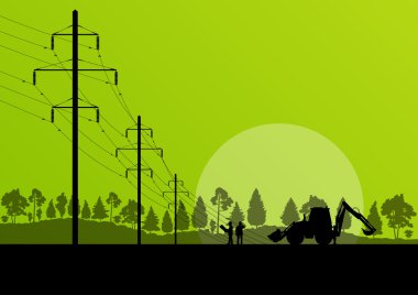Elektrik yüksek gerilim kule mühendis vektör arka plan