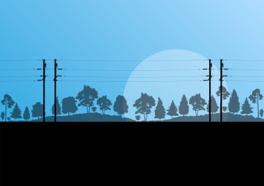 Elektrik yüksek gerilim elektrik tower çizgi kırsal orman