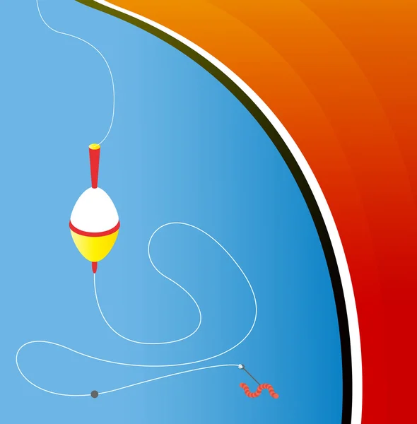 Pêche flotteur vecteur fond avec crochet et ver — Image vectorielle