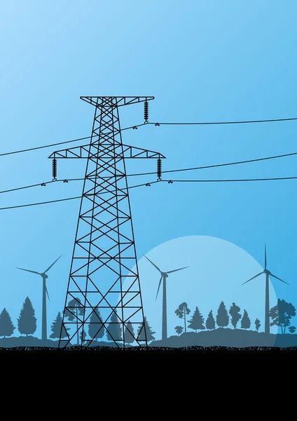 Elektrik yüksek gerilim elektrik tower çizgi kırsal orman